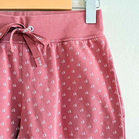Calvin Klein Pink CK Pattern Cotton Cuffed Joggers - Picture 6 of 16